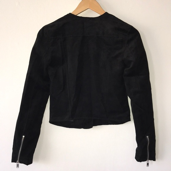 NWT H&M Cropped Faux Suede/Velvet Moto Jacket - S2 - Picture 3 of 6